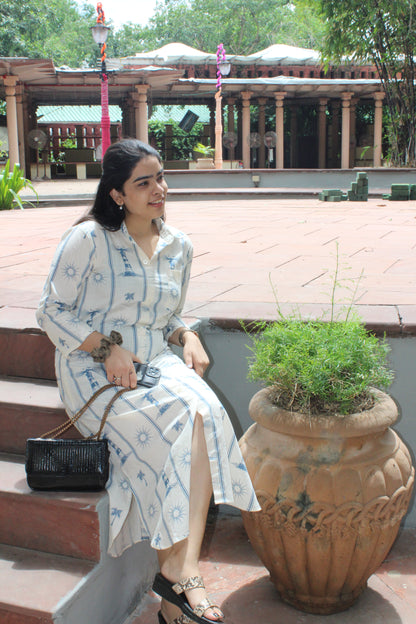 Effortlessly Chic White Pure Cotton Shirt Dress